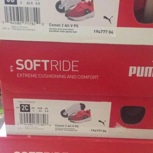 BRAND NEW girl puma comet velcro black / pink shoes size 13 / 2Y / 3Y - Picture 6 of 6